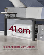 VASAGLE Double bed frame, bed frame, metal bed frame, with storage shelves, guest bed