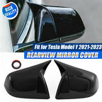 Rearview Mirror Cover Sticker For Tesla Model Y 2020-2023 Glossy Black Side Wing Mirror Cap Case Trim External Car Accessories