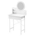 Makeup Vanity Desk with LED Lighted Mirror Vanity Table with 1 Drawer and 2 Opening Shelves 3 Modes Brightness Adjustable