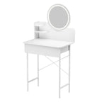 Makeup Vanity Desk with LED Lighted Mirror Vanity Table with 1 Drawer and 2 Opening Shelves 3 Modes Brightness Adjustable