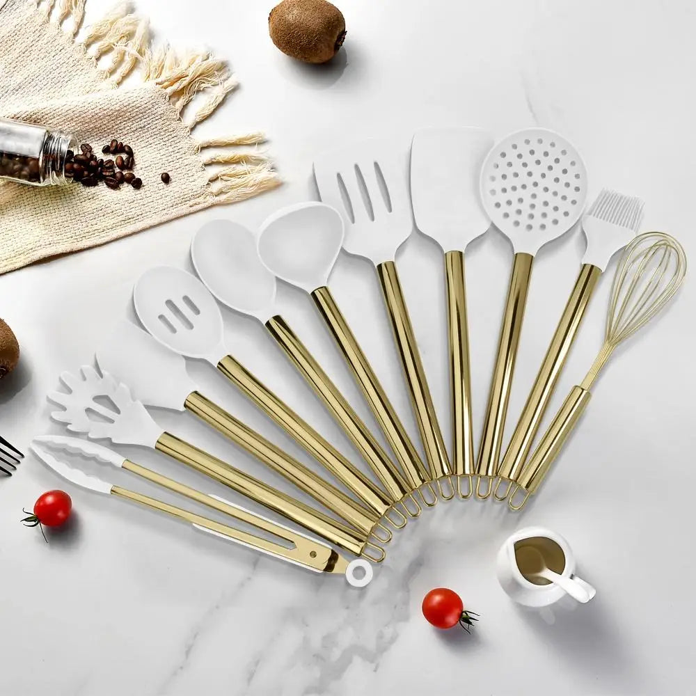 15-piece cooking tool set, food-grade silicone kitchen cookware and tableware, spatula and spoons, practical cooking tool set