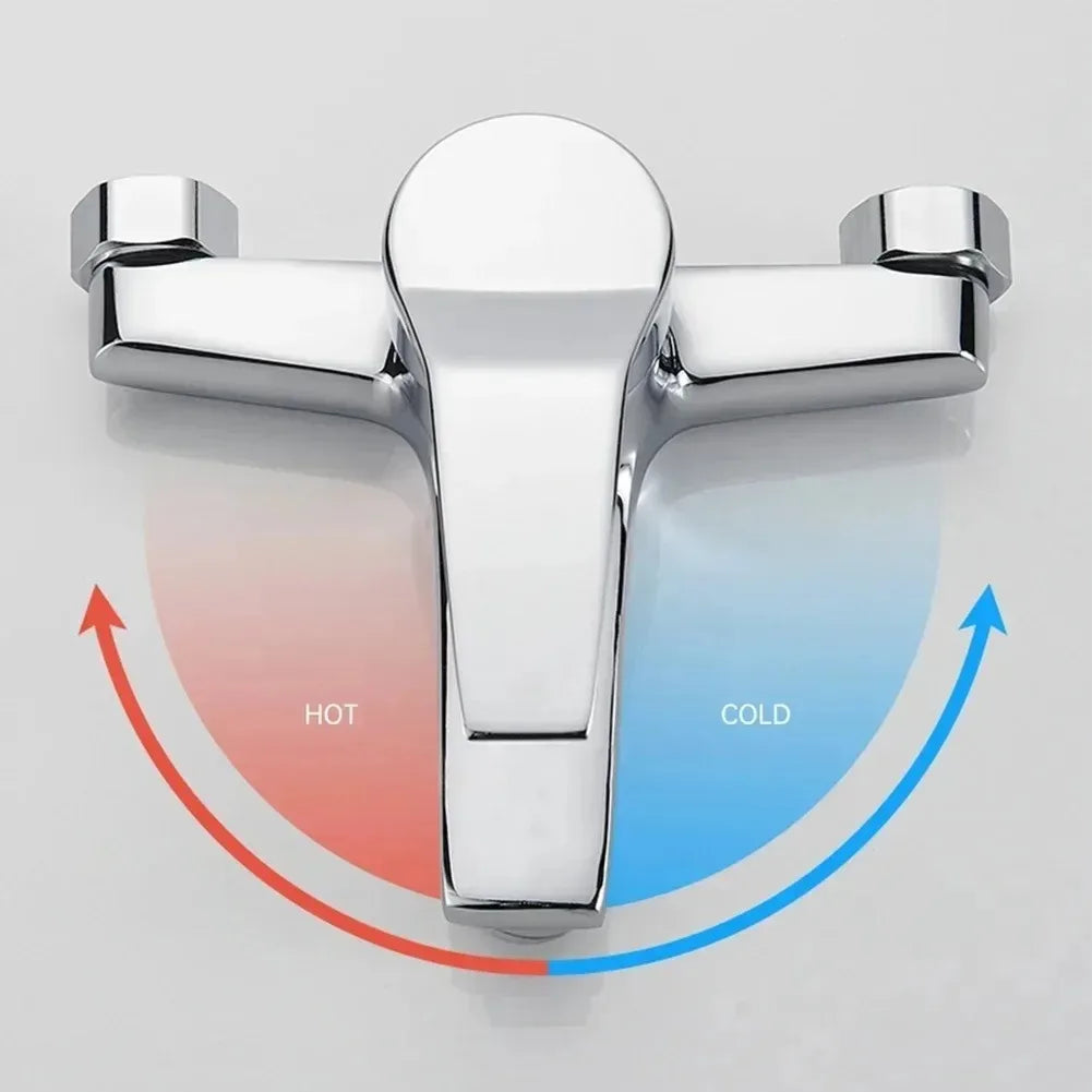 Zinc alloy Basin Faucets Chrome Wall Mounted Hot Cold Water Mixer Tap Dual Spout Single Handle For Bathroom Shower Basin