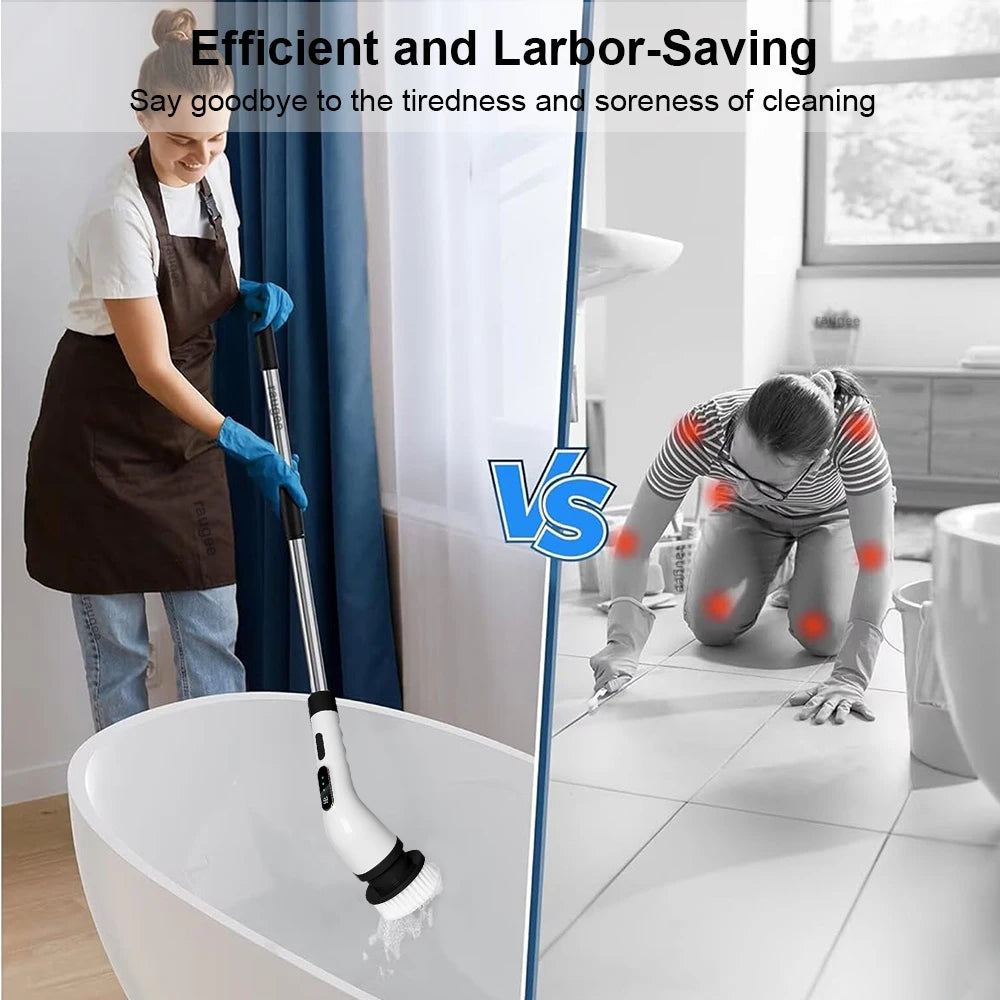 9 In 1 Electric Cleaning Brush Multifunctional Cleaning Brush For Bathroom Kitchen Toilet Wireless Rotatable Home Cleaning Brush