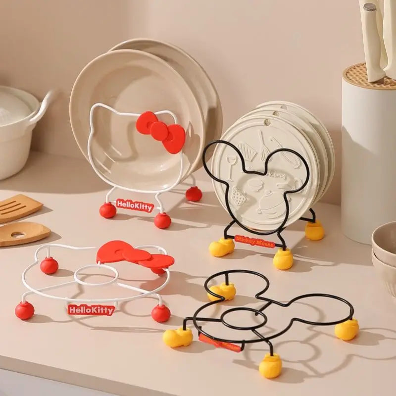 Hello Kitty Storage Rack Cute Multifunctional Plate Storage Rack Kitchen Sitting Style Pot Holder