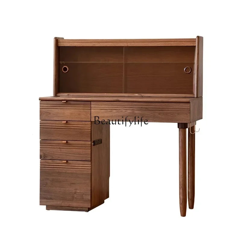 FG11Black walnut dresser bedroom log Japanese multifunctional solid wood makeup table