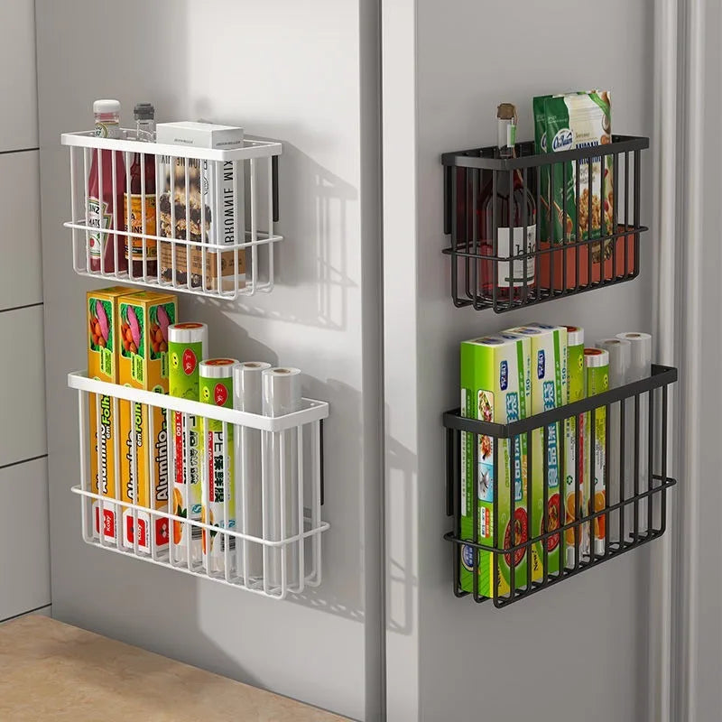 Kitchen Magnetic Suction Rack Carbon Steel Material Free Punching Refrigerator Side Storage Multi-Function Kitchen Storage Rack