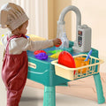 Play Sink with Running Water Kitchen Sink Toys with Electric Faucet Water Table Floating Pool Dishwasher Set for Toddler Girl