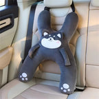 Kid Car Neck Pillow with Seat Belt Cute Cartoon Pillow Comfortable Breathable Car Mounted Child Sleeping Pillow Safety Sleep Aid