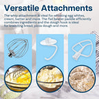 3-piece accessory kit for KitchenAid 4.5 quart mixer - aluminum 6-wire whisk, flat beater and dough hook, hand wash only