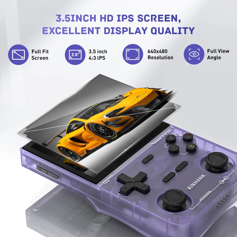 KINHANK Open Source K36 Handheld Game Console 16000 Games Emulator for PS1/PSP/DC/N64/SS 500nit 3.5 Inch IPS Screen