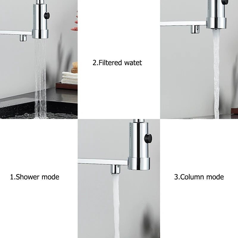 Chrome Filtered Kitchen Faucet Pure Water Kitchen Faucet Dual Handle Hot&Cold Drinking Water Purified Kitchen Mixer Taps