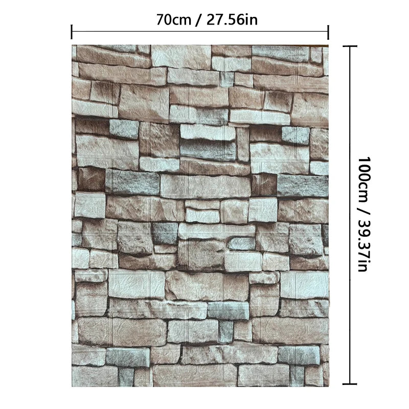 70cmx1/2/3/5/10m Brick Pattern Wall Sticker Decoration PVC 3d Wallpaper Waterproof Wall Sticker for Children's Room Home Bedroom