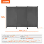 VEVOR 3/4/6 Panel Room Divider Folding Privacy Screen and Portable Freestanding Room Partitions for Office Bedroom Study Hotel