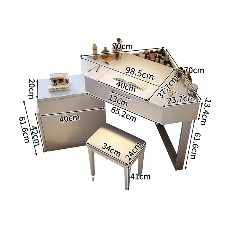 Premium Vintage Vanity Table Multifunctional Drawer Set Bedroom Corner Vanity Table Compact Aesthetic Commode Salon Furniture