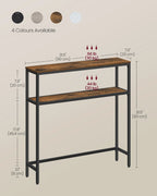VASAGLE Console Table for Hallway, 2-Tier Slim Sofa Table, 20 x 80 x 80 cm, Hallway Table with 2 Shelves