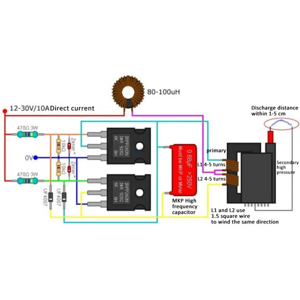 250W 15A DC 12-30V ZVS Induction Driver Board + Tesla Coil Flyback Ignition Generator High Voltage Generator SGTC Cooling Fan