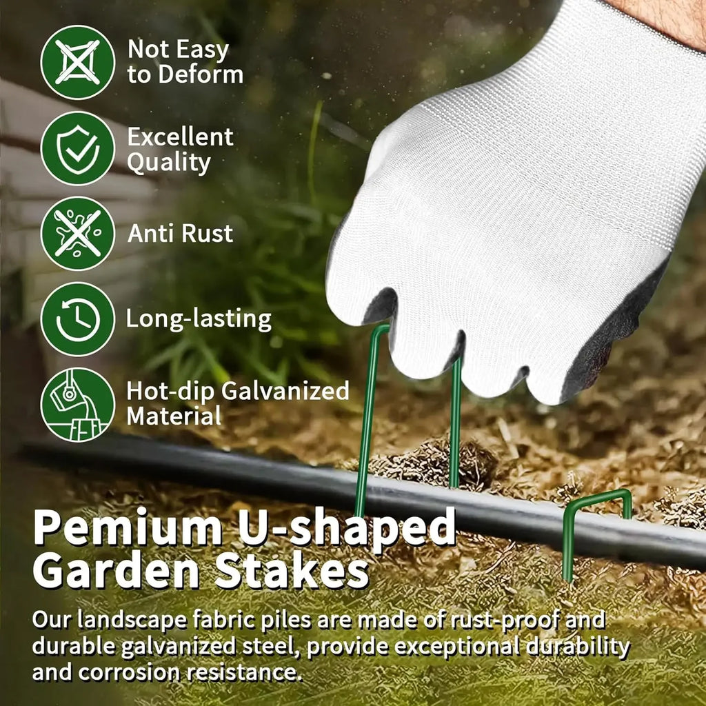10/200pc Landscape Staples U-Shaped Garden Pins Garden Stakes Staples Heavy Duty Yard Lawn Tent Stakes Securing Pegs For Weed Ba