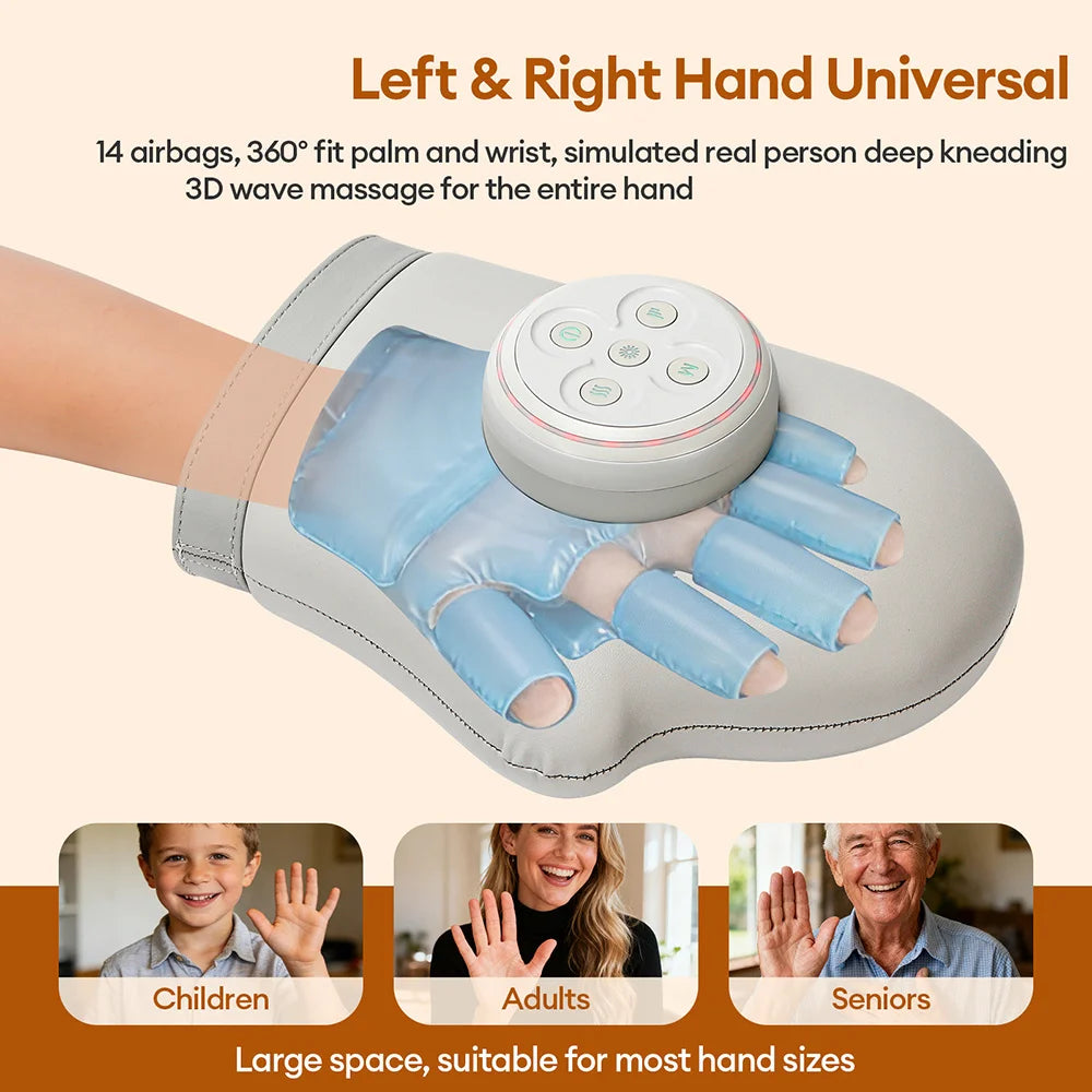 Electric Hand Massager Air Pressure Kneading Wrist Massager Airbag Compress Finger Massage Glove Acupoint Palm Finger masajeador