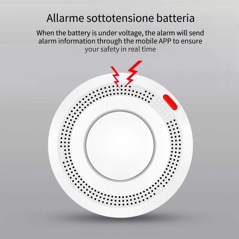 Tuya Smart WiFi Smoke Sensor Alerts & 85dB On-Site Alarm When Smoke Detected Ensure Safety Anytime Smartlife APP Contorl