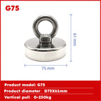 Super Strong Neodymium Fishing Magnet Hook N52 Heavy Duty Rare Earth Magnet With Countersunk Hole Eyebolt 16-90mm Salvage Magnet