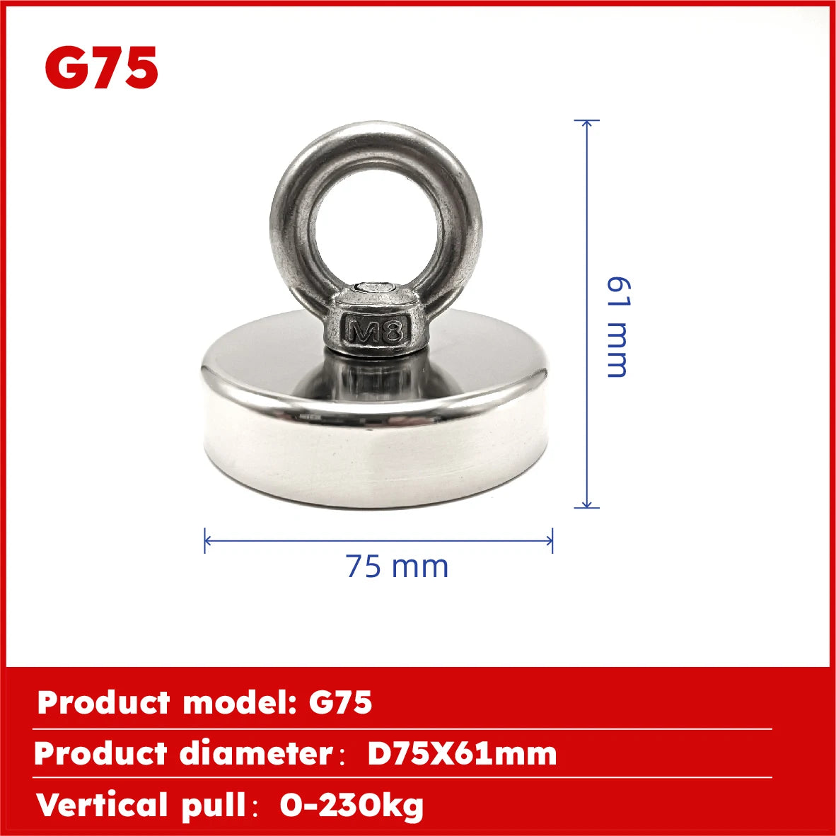 Super Strong Neodymium Fishing Magnet Hook N52 Heavy Duty Rare Earth Magnet With Countersunk Hole Eyebolt 16-90mm Salvage Magnet