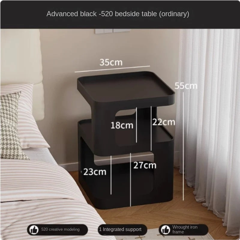 Realife New Bedroom Creative Bedside Cabinet Modern And Simple Storage Rack Iron Movable Edge Table With 360 Degree Rotation