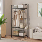 Simple Multifunctional Coat Rack Shelf Home Dormitory Floor Hanger Movable Clothes Rack, Storage Rack