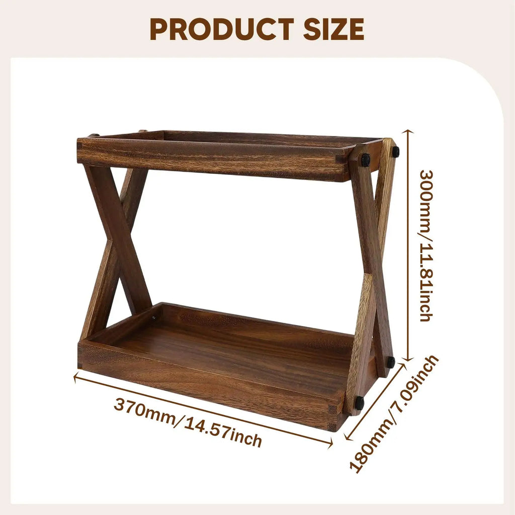 Wood Countertop Shelf,Coffee Station Organizer,Rustic,Sturdy,Kitchen Rack