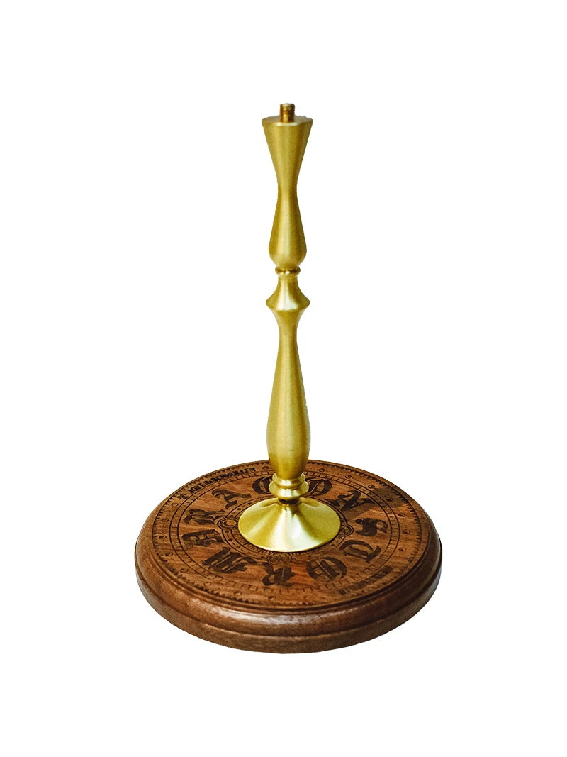 Outdoor Camping Desktop Lamp Holder, Pure Copper, Solid Wood Combination Lamp Holder, Equipped with 1/4 Connecting Screw