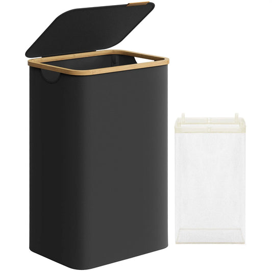 SONGMICS laundry basket with Lid Laundry Collector 90 L Removable Laundry Bag Oxford Fabric Bamboo Handles