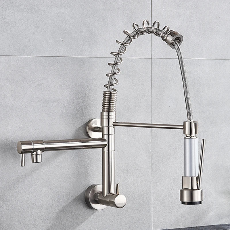 Only Cold Water  In-Wall Spring Kitchen Faucet Hand-Held Nozzle Kitchen Faucet Balcony Basin 360 Degree Rotating Kitchen Tap