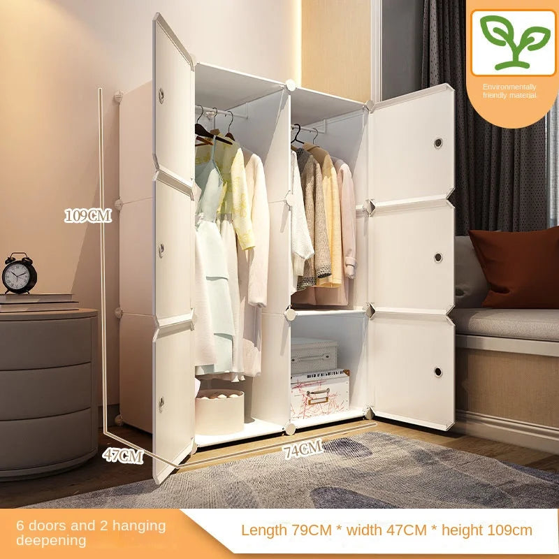 Home Bedroom Furniture Simple Wardrobe Clothes Cabinets Dressers Cube Storage Locker Baby Closet Plastic Collapsible Dustproof
