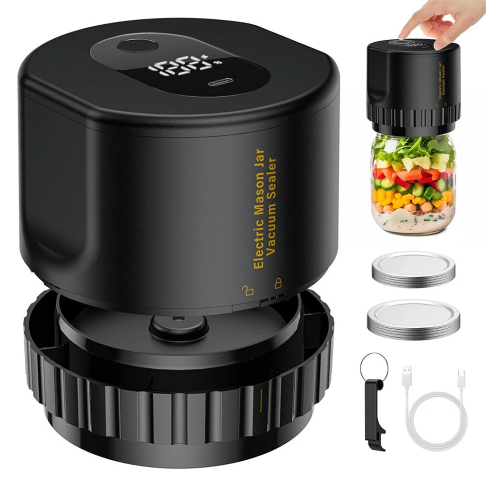 Electric Mason Jar Vacuum Sealer Kit, Cordless, for Mason Jars Wide Mouth Fermentation with Mason