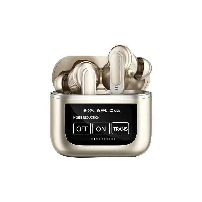 V8 screen display wireless Bluetooth earphones ANC active noise cancelling earbuds in ear earphones with built-in microphone