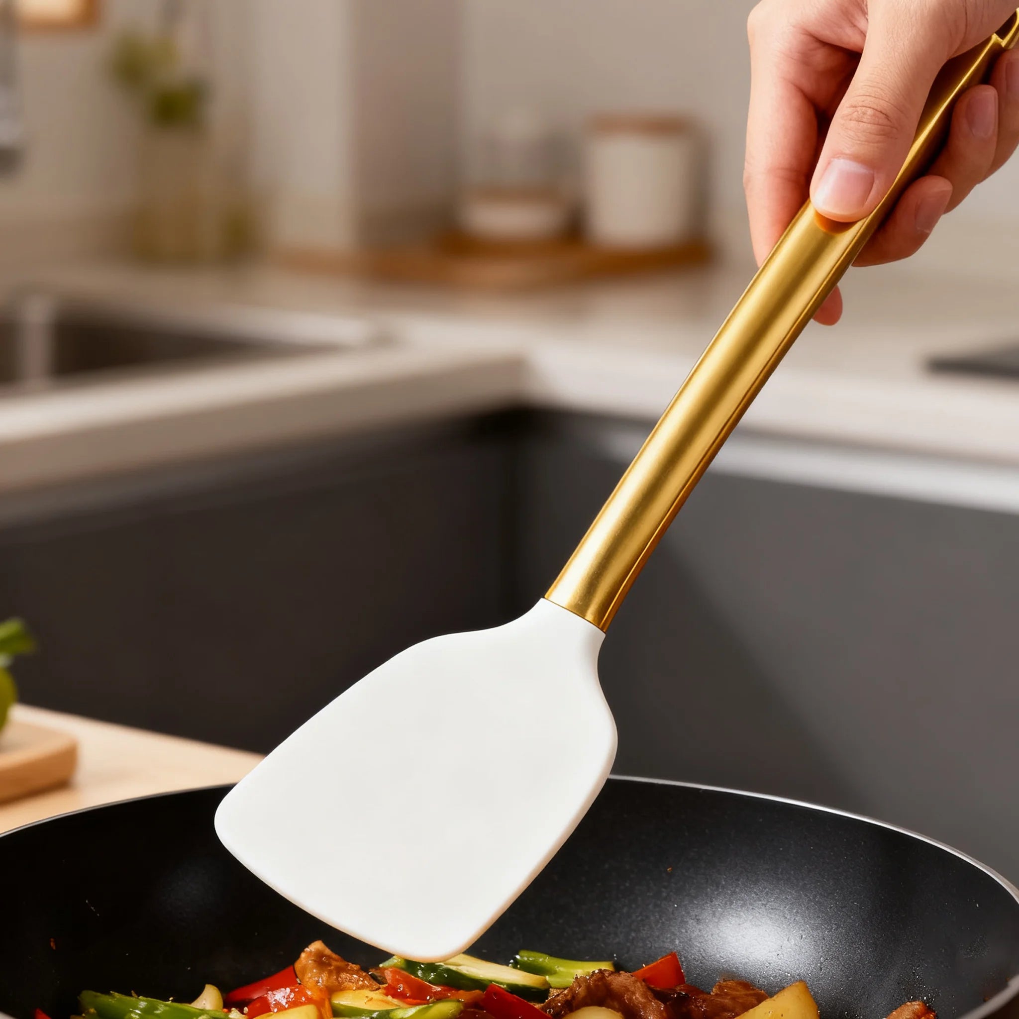 15-piece cooking tool set, food-grade silicone kitchen cookware and tableware, spatula and spoons, practical cooking tool set
