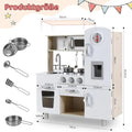 Children's Wooden Kitchen Toy for Children Play Kitchen with Simulated Light and Sound Effects, Doll Kitchen with Accessories