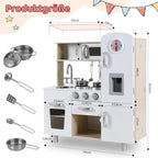 Children's Wooden Kitchen Toy for Children Play Kitchen with Simulated Light and Sound Effects, Doll Kitchen with Accessories