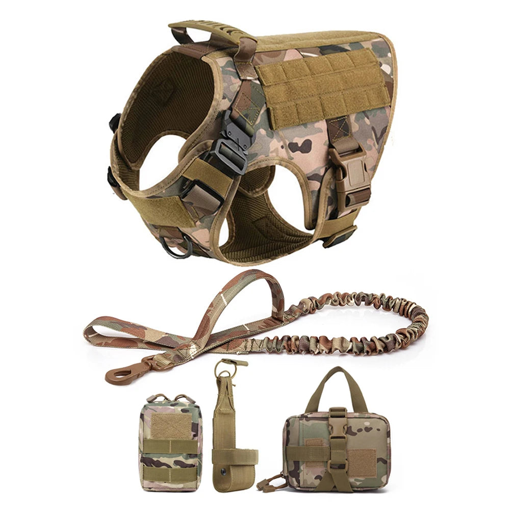 Military Dog Harness Leash Bags Set Pet Tactical Vest Harnesses Walkin