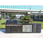 Customized Industrial Compact Outdoor Kitchen Set Gas Grill & Storage Cabinet for Small Patio & Apartment Balconies