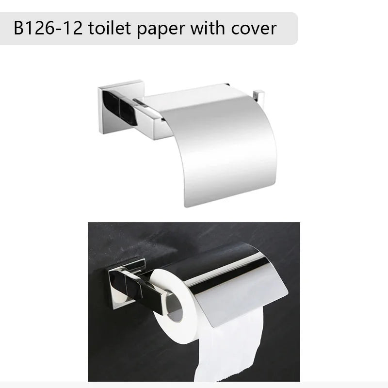 Chrome Polished Bathroom Hardware Mirror Chrome Polished Towel Rack Toilet Paper Holder Towel Bar Hook Bathroom Accessories