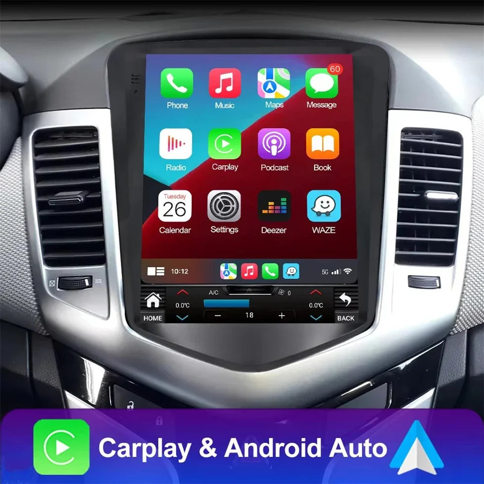 4G+64G Stereo Android 15 For Chevrolet Cruze J300 2008-2014 for Tesla Style Car 4G GPS Navi Player Radio Carplay 2 Din Autoraido