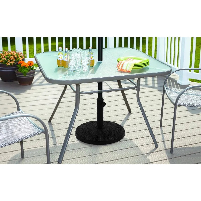 22lb Black Round Coated Resin Patio Umbrella Base, Holds Patio Umbrellas Securely