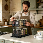 Two Kitchen Seasoning Holder With 2 Level Storage Space Durable Carbon Steel Structure For Cabinets And Pantries B03E