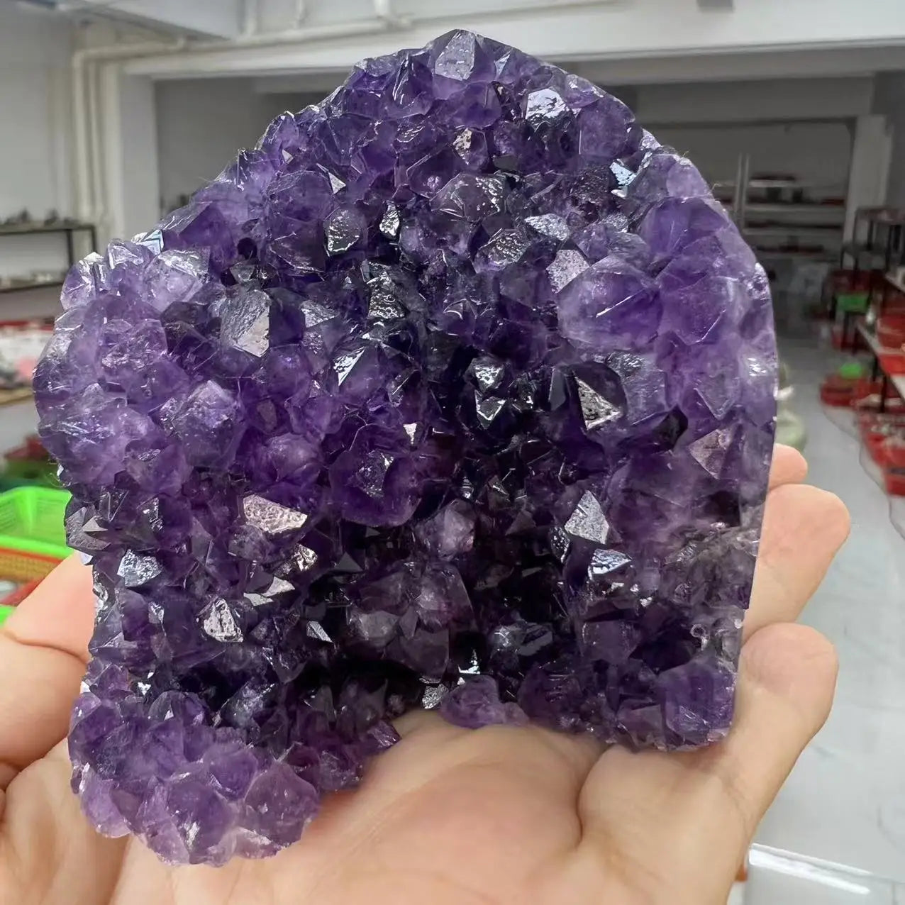 350g 6.8cm Natural Uruguay Dream Amethyst Quartz Crystal Cluster stand
