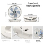 2024 New 90° Foldable Fan Rechargeable Wall Mounted Fan Table Fan Port
