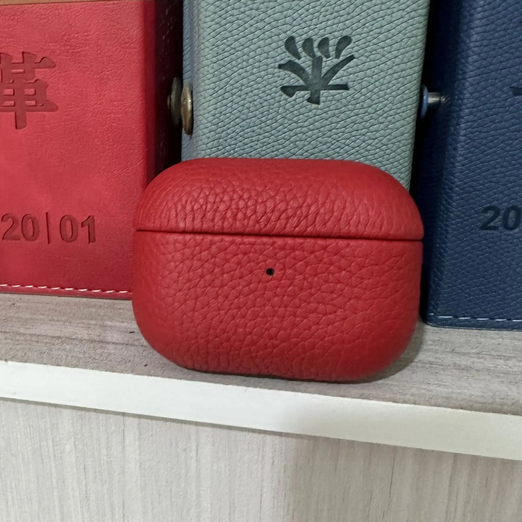 For AirPods Pro 3 Lychee Pattern Cowhide Leather Case for Airpods 4 3 2 1 Pro All-inclusive Earphone Protection Handmade Cover