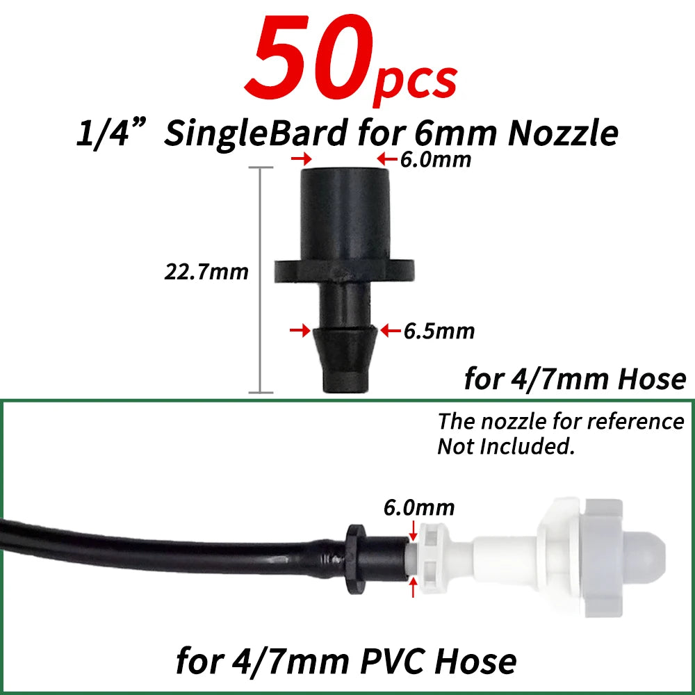 4/7mm Hose Dripper Water Tee Connector Plastic Barbed 1/4" Pipe Tubing Watering Coupling Joint Garden Micro Drip Irrigation Tool