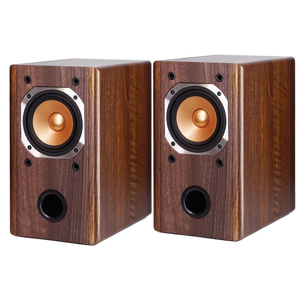 FR40 Lossless HIFI Passive Speakers 4-inch Audiophile Full-range Home Wood Bookshelf Speakers 45W * 2 Output Power Built-in Trap