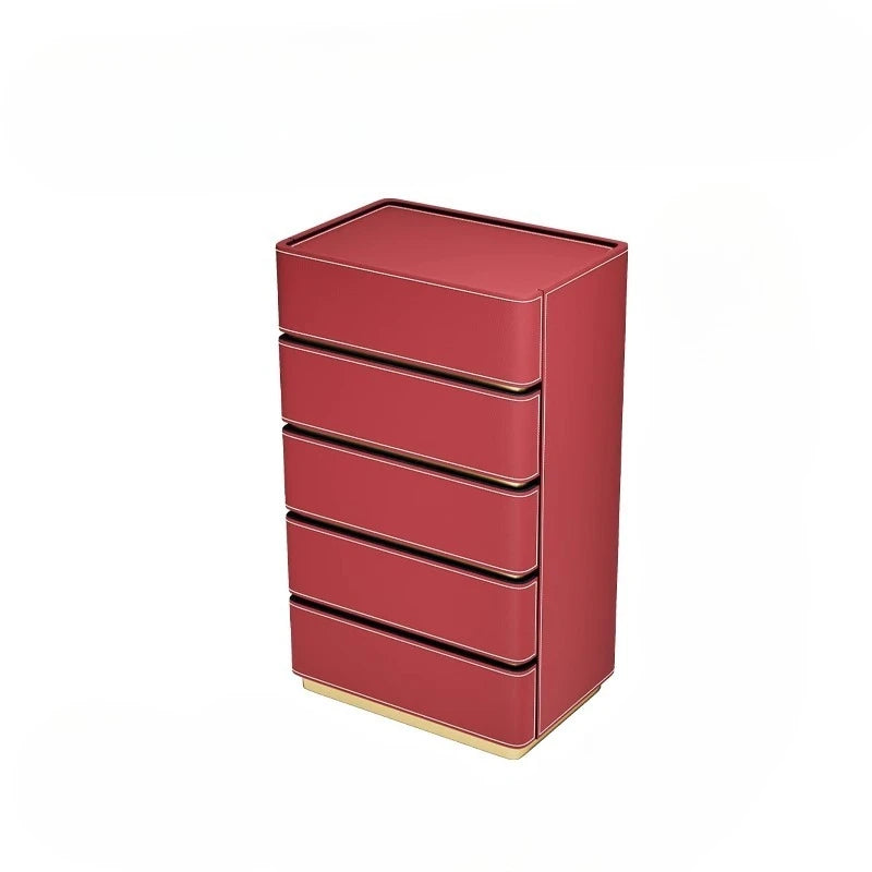 3 4 5 drawers Saddle leather Storage locker household living room drawer cabinet Italian light luxury wood Dressers Furniture
