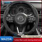 For Mazda 2 3 5 6 CX-4 CX-5 CX-7 CX-8 CX-30 CX-50 MX5 Miata RX-7 RX-8 Axela Atenza Car Carbon Fiber Leather Steering Wheel Cover